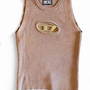 Diesel Beige Ribbed Sleeveless Top